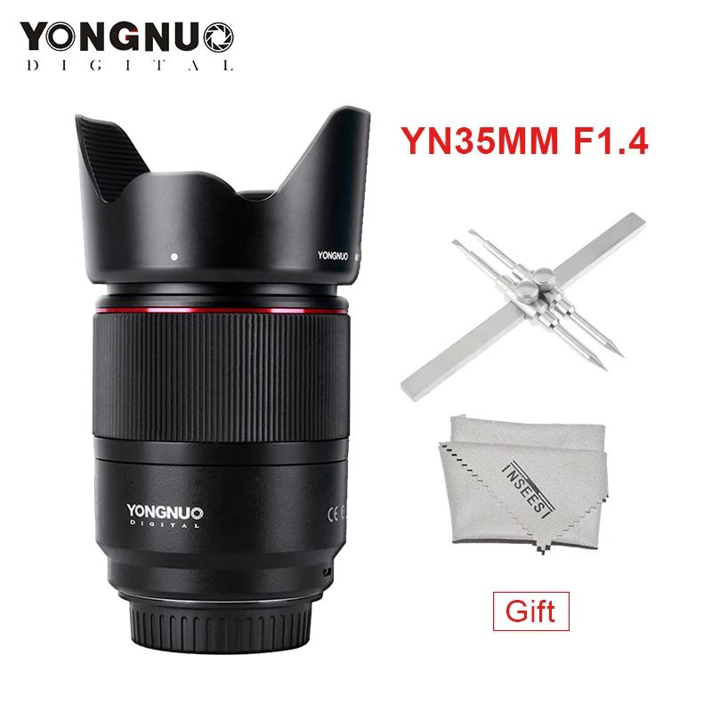 Объектив YONGNUO YN35mm F1.4 широкоугольный объектив PrimeBright с большой апертурой AF MF для