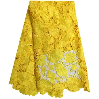 

Yellow African Cord Lace For Wedding Dress.High Quality Guipure Lace Fabric With Nice Flower,New Nigerian Lace Fabric F10173