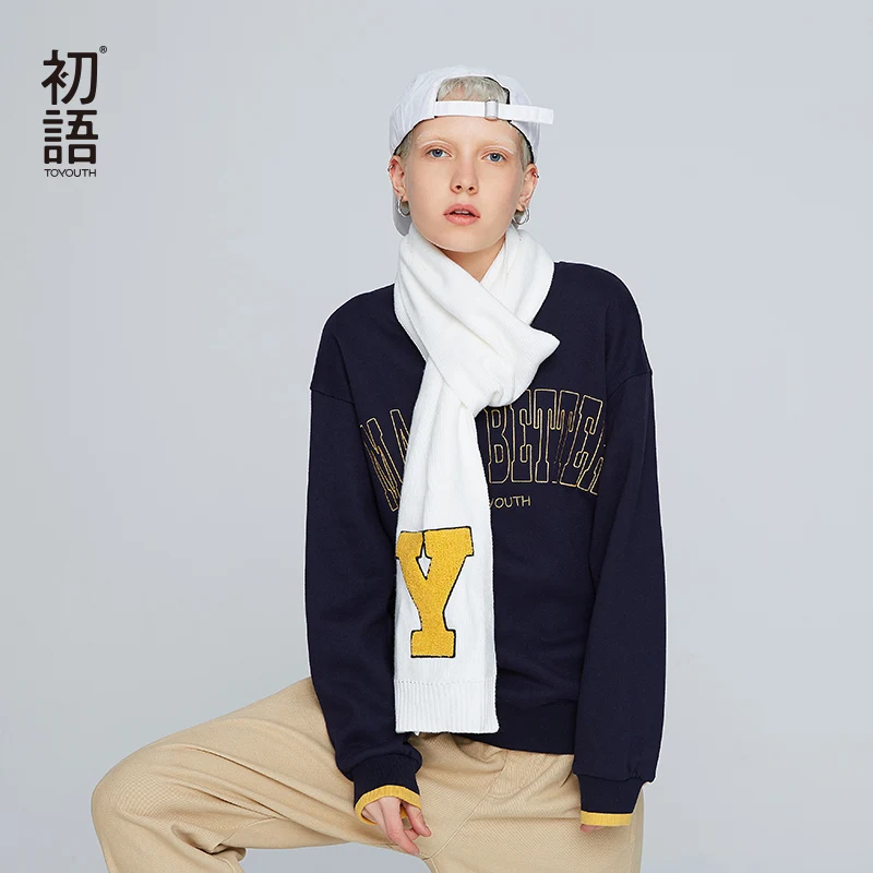 

Toyouth Letter Print Winter Sweatshirt Streetwear Women Female Sweatshirts Short Harajuku Long Sleeve Mujer Sudadera 2019