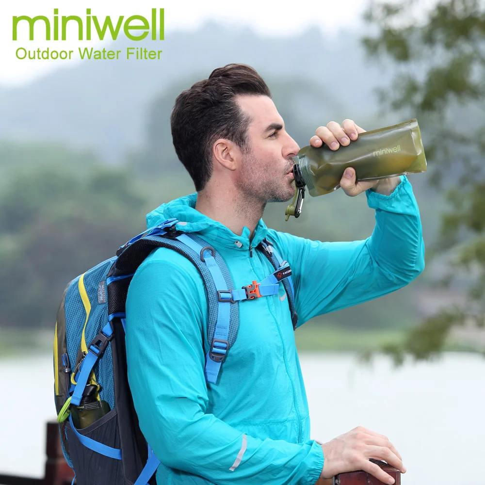  miniwell personal water bottle with filter portable travel kit