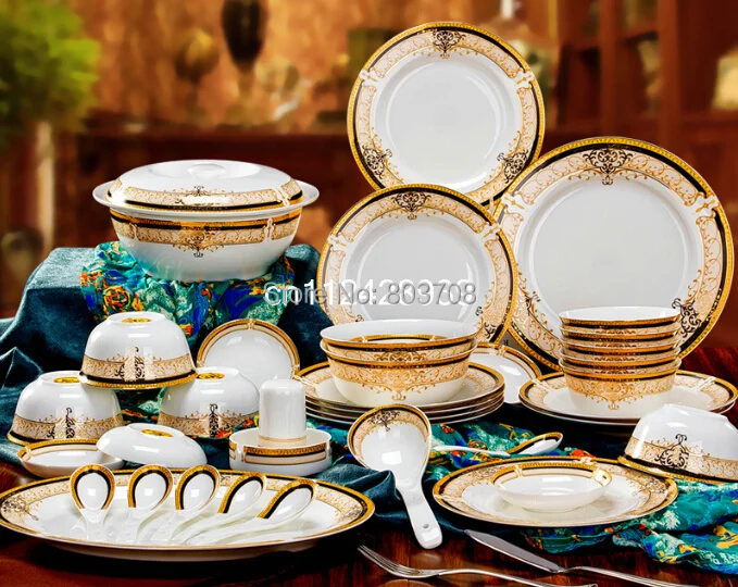 Wholesale bone china dinner set 56pcs+15pcs ceramic dinner