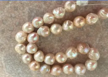 

huge gorgeous 13-14mm freshwater cherry pink pearl necklace 18inch 925silver