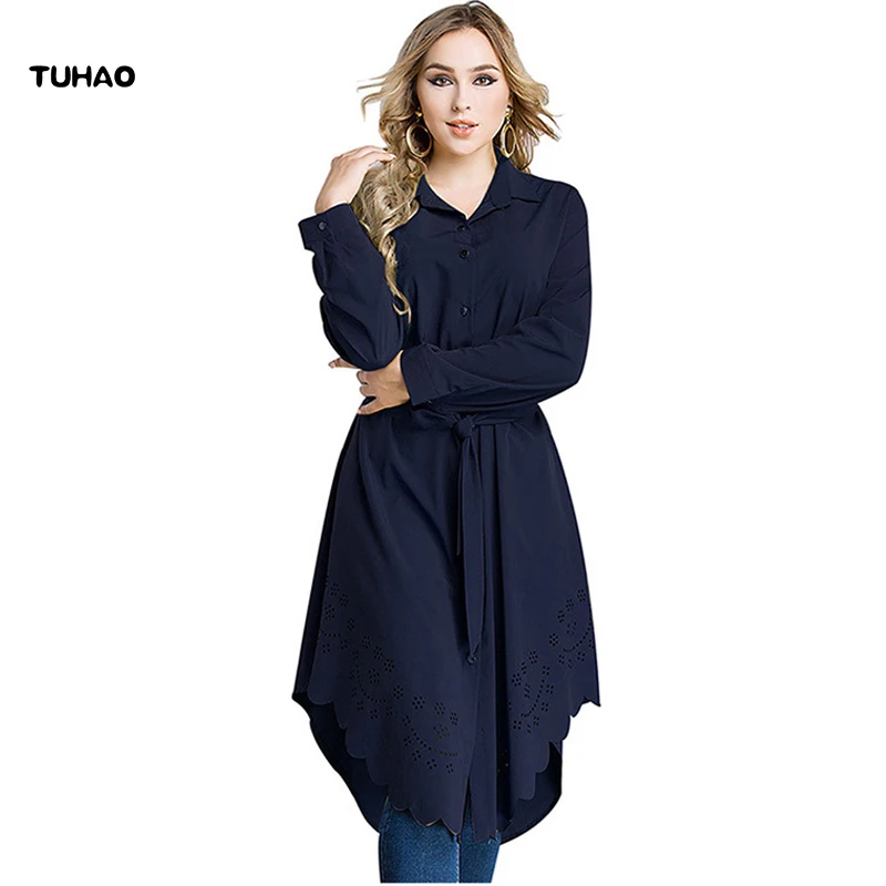 

TUHAO 2018 New Spring Winter Female Musilim Blouse Office Lady Large Sizes Business Bow Elegant Plus Size Women Clothing ST43