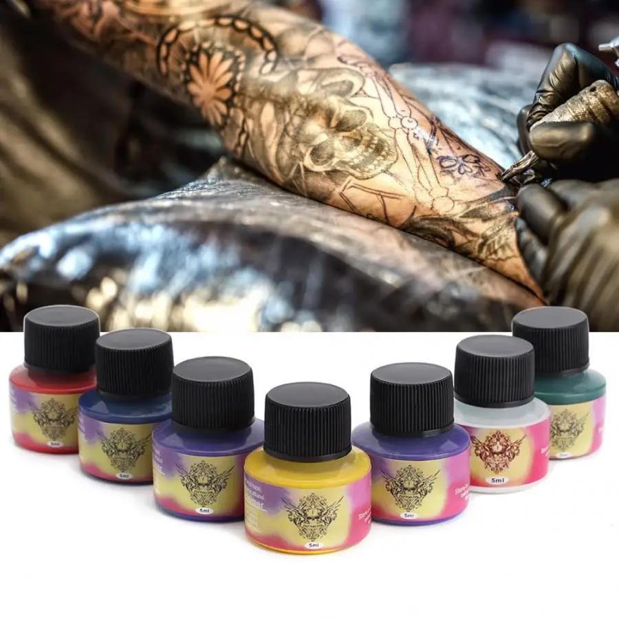 7 долговечные цвета пигмент татуировки Практика чернила аксессуар начинающих набор чернил татуировки инструмент для практики
