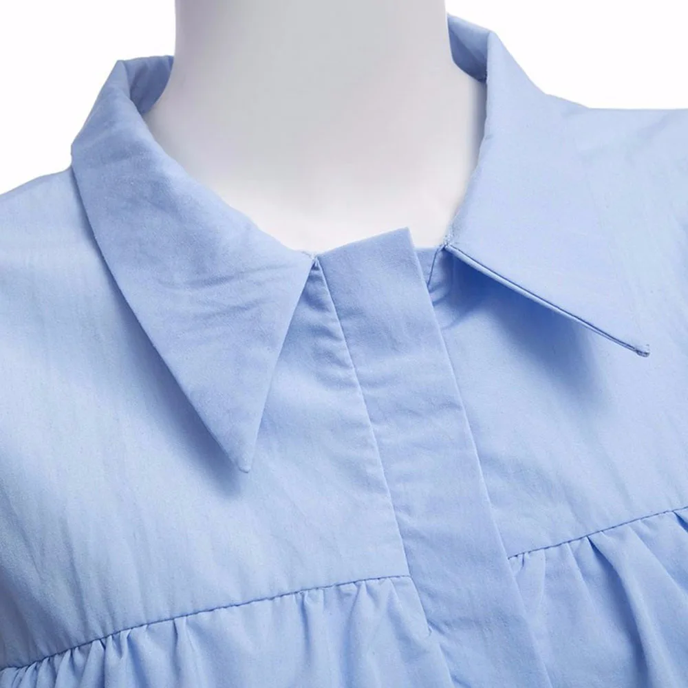 VESTLINDA Summer Women Off the Shoulder Ruffles Blouse Shirts Turn Down Collar Casual Sexy Tops Chemise Femme Work Office Blusas 15