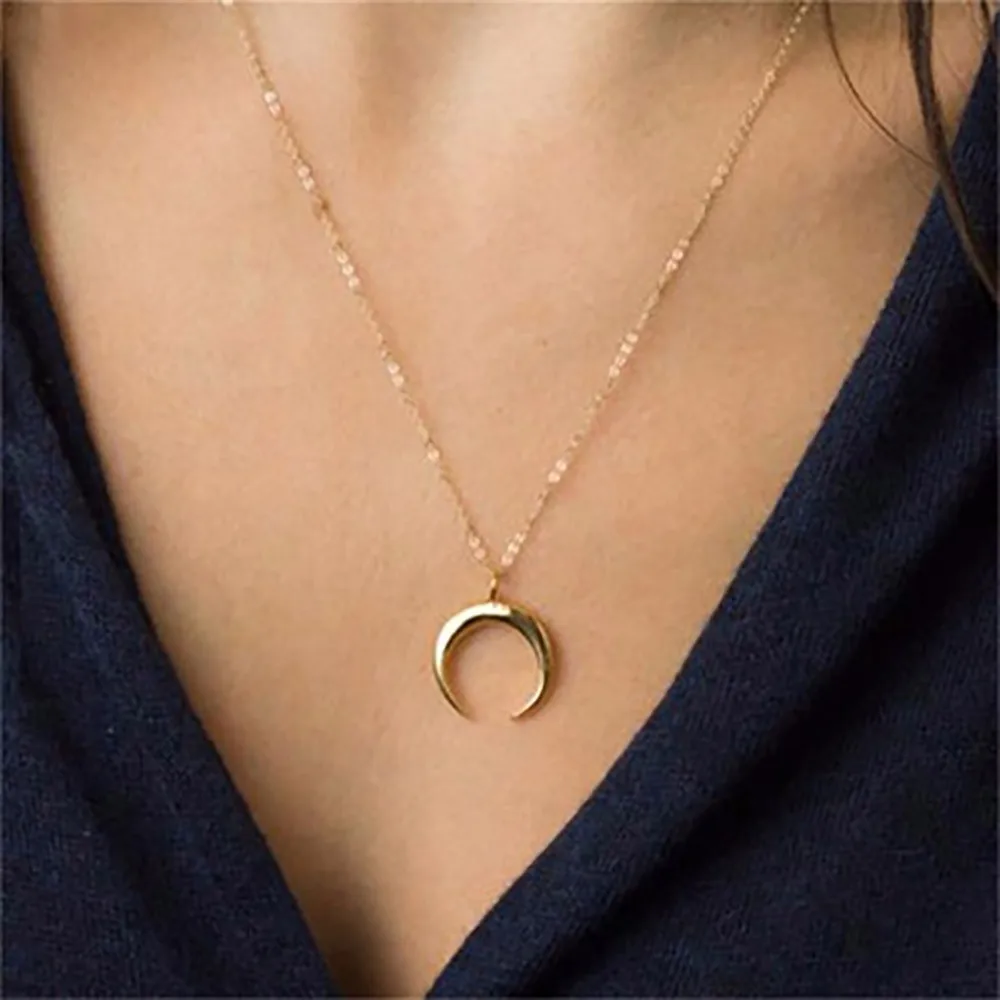 

Hot Delicate Kolye Pendant Necklace Curved Crescent Moon Necklace Gold Silver Women Necklace Ladies Jewelry Birthday Gifts L0621
