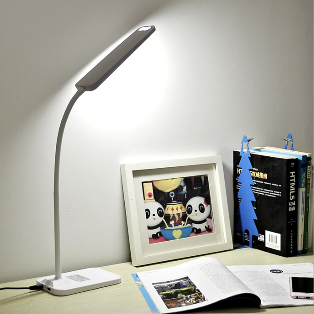 

Modern Simple USB Output Charging LED Table Lamp Dimming Study Reading Lights 100-240V Eye Protection Desk Lamps For Home