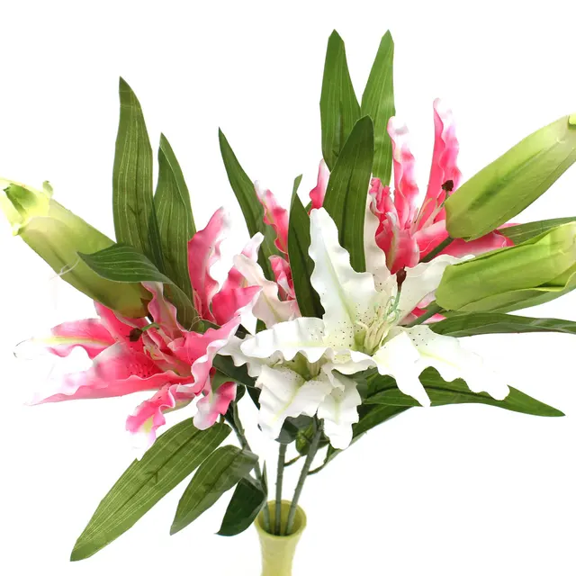 Wedding Party Artificial Fake Lily Silk Flowers Beautiful Design Wedding Party Artificial Fake Lily Silk Flowers Beautiful Design Plants Bouquet Home Decoration High End