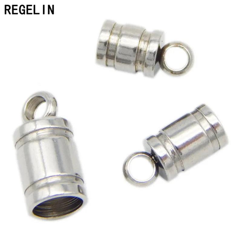 REGELIN Stainless Steel End Caps Leather Cord End Clasps Crimp Bead