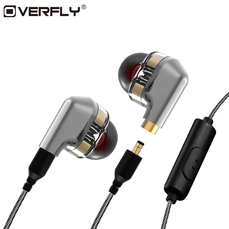 Overfly Dual Dynamic Driver наушники 4D стерео супер бас двойной блок HIFI гарнитуры для Xiaomi samsung