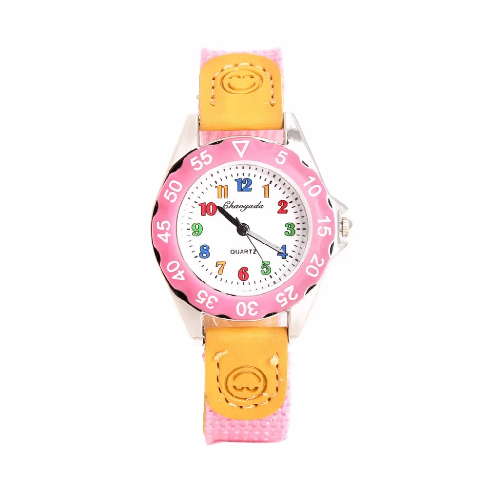 Для Мальчиков И Девочек Кварцевые часы Дети Студенты наручные часы подарок красочный номер циферблат часы gai