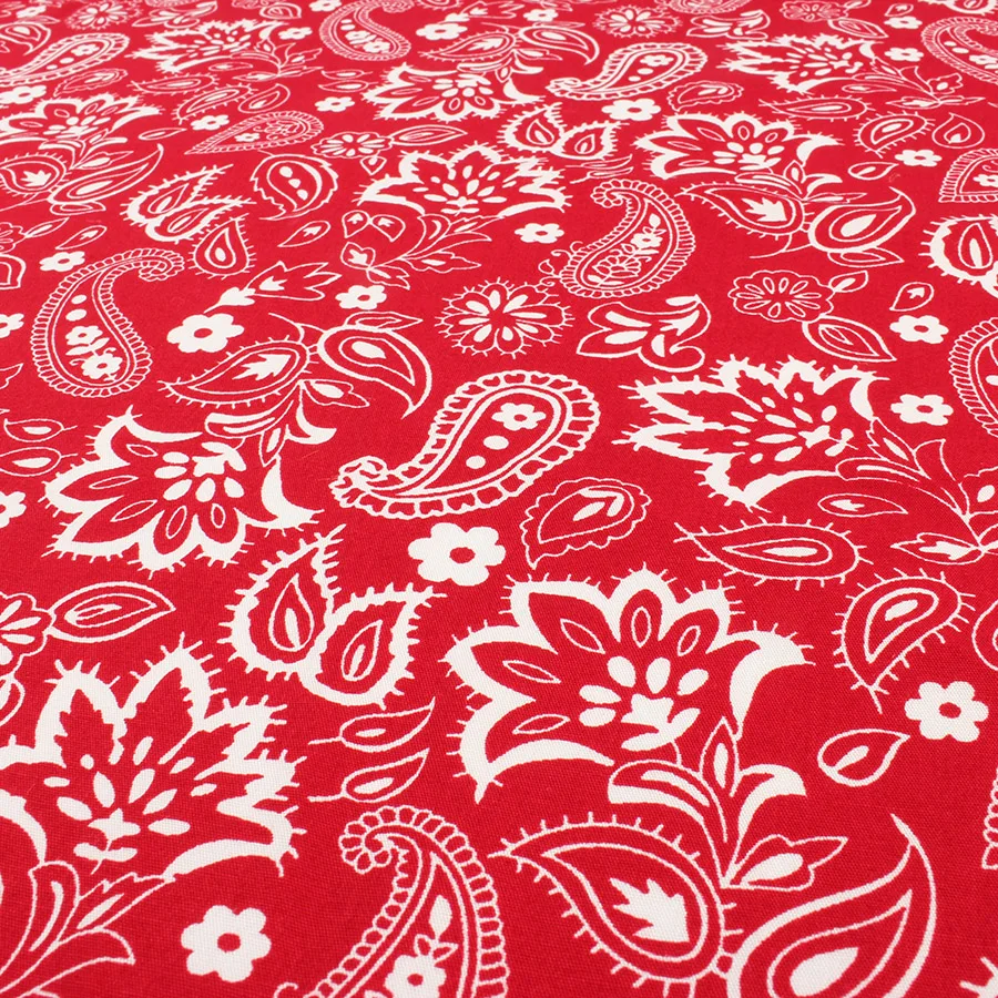 Винтажный Классический хлопок качество Пейсли Ткань Поплин Лоскутное шитье DIY банданы 148 см в ширину, продается двором - Цвет: Red