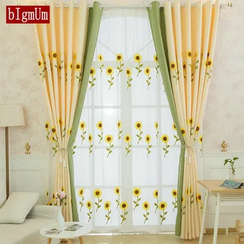 

Sunflower Embroidered Voile Curtain Romantic Sheer Panel Window Curtain For Living Room Bedroom Window Curtain Drape Panel Sheer