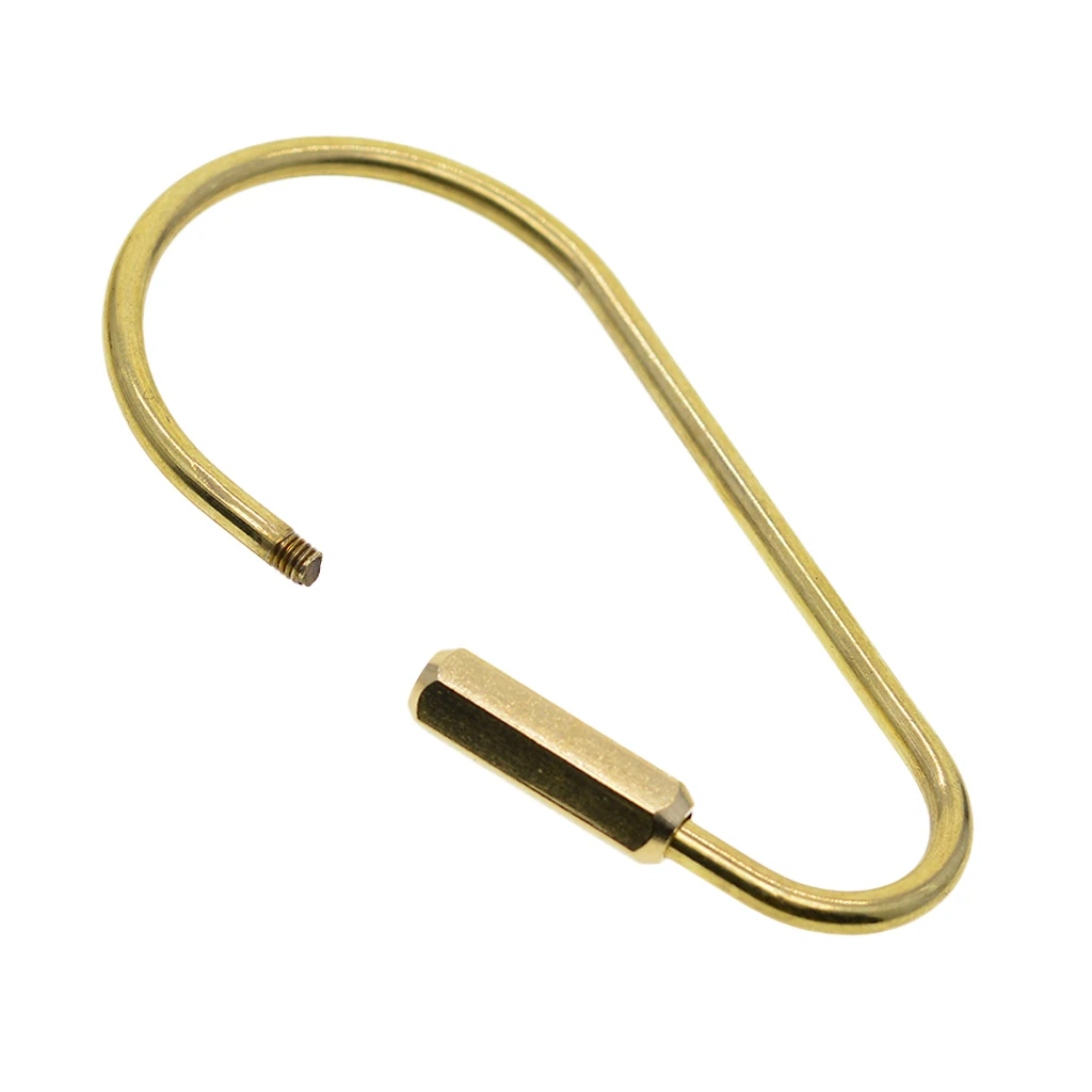 6pcs Durable Brass Screw Locking Clasp Carabiner Key Ring Keychain Key Holder Accessories Gold