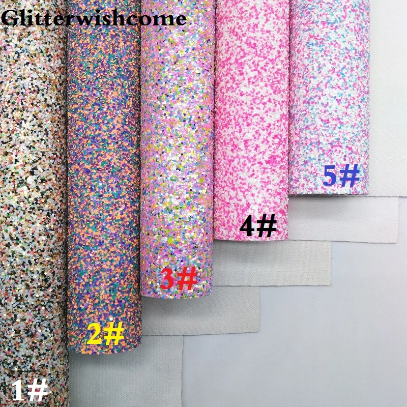 Винил Glitterwishcome размера A4 21 х29 см для бантов крупная блестящая кожаная ткань винил