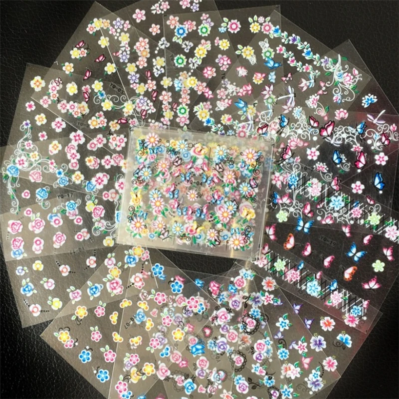 

50 sheets mixed design 3D nail art nail sticker slider tattoo beauty Butterflies flower Decals beauty manicure supplies tools