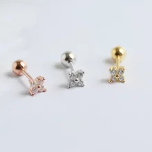 Серьги из стерлингового серебра 925 пробы, простой цветок, маленькие серьги-гвоздики с цирконием, милые, милые, персональные, для ушей, для ногтей, для девушек, серьги, ювелирное изделие