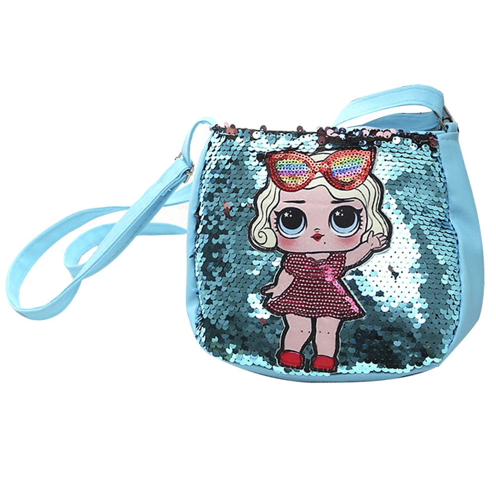 Hot Kawaii Children Glitter Sequined Cartoon Girl Zipper Crossbody Shoulder Bag