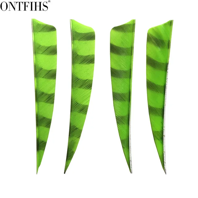 ONTFIHS 100PCS 5 Shield Cut Fluorescent Green RW Archery Arrow Fletches Feathers Fletchings 