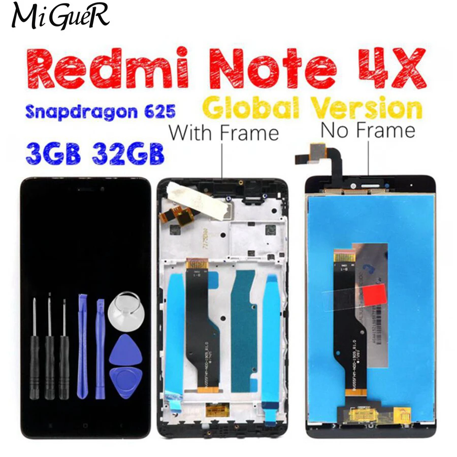

Xiaomi Redmi Note 4X LCD Monitor Global Touch Screen Digitizer Component For Xiaomi Redmi Note 4 4X LCD +With Frame Replacement