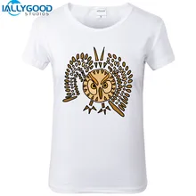 New Summer Fashion Funny Cool Owl in Flight Abstract Art T-Shirts Women Soft Cotton Printed White T Shirts Tops S1176