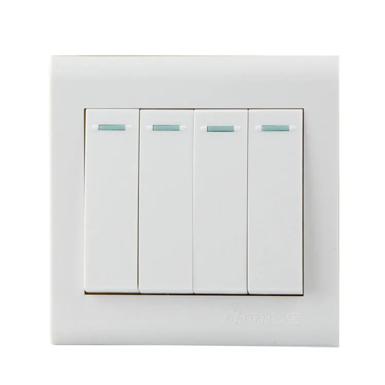 

2Pcs/sell  High Quality 4Gang 1way Wall Light Control Switch Push Button Switch White Plastic Panel AC110~250V