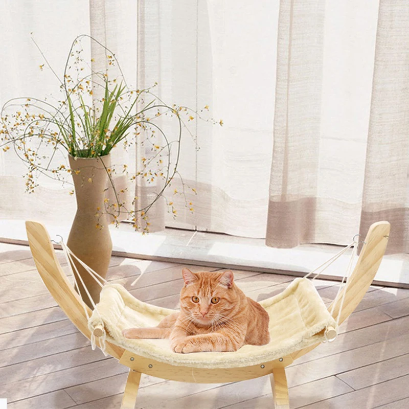 

2019 new Fashion pet cat supplies hammock solid wood bed for light cats