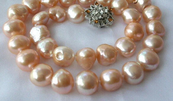 

RHJ00100 stunning big baroque pink freshwater cultured pearl necklace