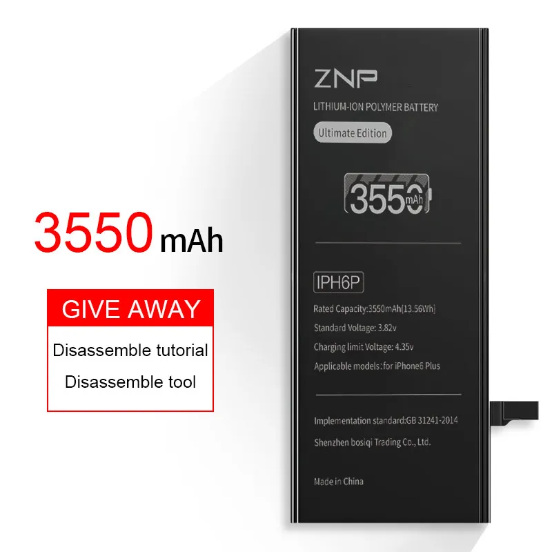 ZNP, аккумулятор для мобильного телефона, для iPhone 6, 6s Plus, 5S, сменный аккумулятор, высокая емкость, внутренняя батарея для iPhone 6s plus - Цвет: 3550mAH For I6 Plus