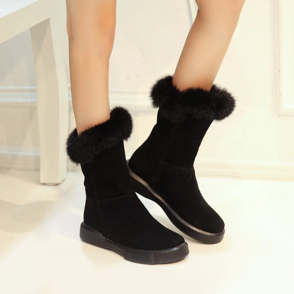 

S.Romance Plus Size 34-43 Women Boots Fashion Round Toe Snow Boots Lace-Up Female Winter Boot Woman Shoes Black Green SB110