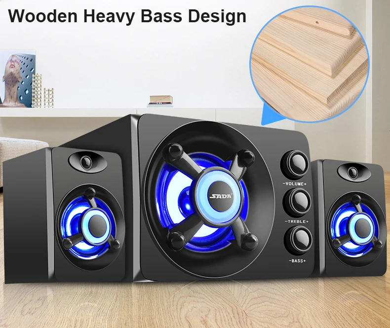 SADA D 208 USB Bluetooth динамик Красочный Светодиодный свет Стерео тяжелый бас HiFi 3D
