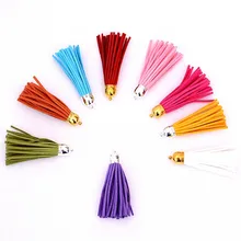 Key Tassel Accessories Handmade Bag Deerskin DIY hanging Tassel fringe 18Color Copper Cap Not Rub Off Flocking Ears Zipper L5169