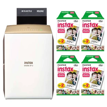 Fujifilm Instax Share SP-2 принтер для смартфонов+ Fuji Mini White Plain 80 мгновенная пленка - Цвет: Gold