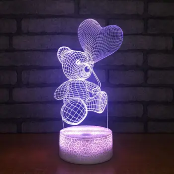 

Creative Colorful Bear 3d Lamp Acrylic Energy-saving Led Lamp New Fancy Electronic Product Usb 3d Led Night Light