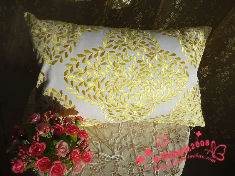 Kas 100 cotton embroidered double faced lu embroidery pillow case