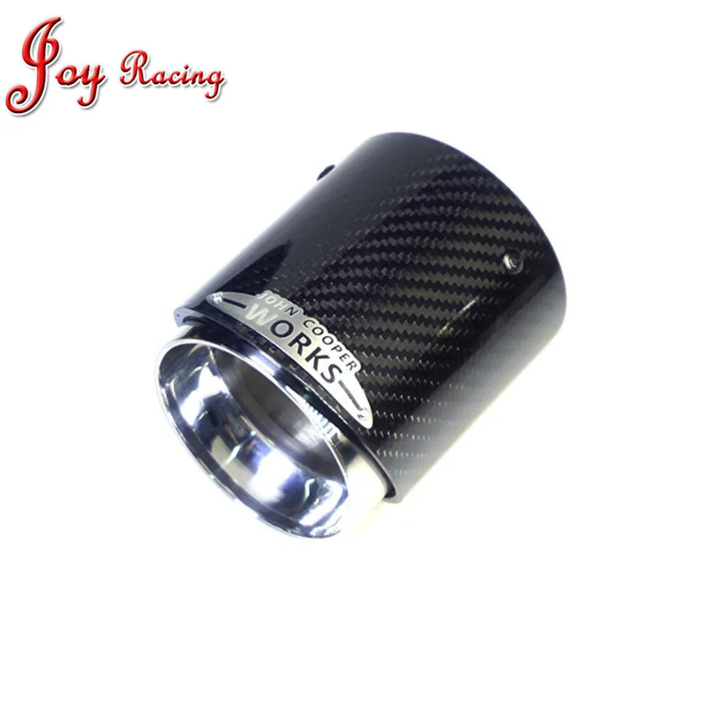 High Quality Glossy Carbon Fiber SUS304 Stainless Exhaust End Tip with JCW Logo 93mm Outlet for BMW MINI Cooper R55/R56/R60/R61