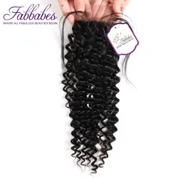 Fabbabes волос перуанский глубокая волна Кружева Закрытие 4*4 Бесплатная/средняя часть человеческих волос застежка 120% судьба Swiss кружева Волосы
