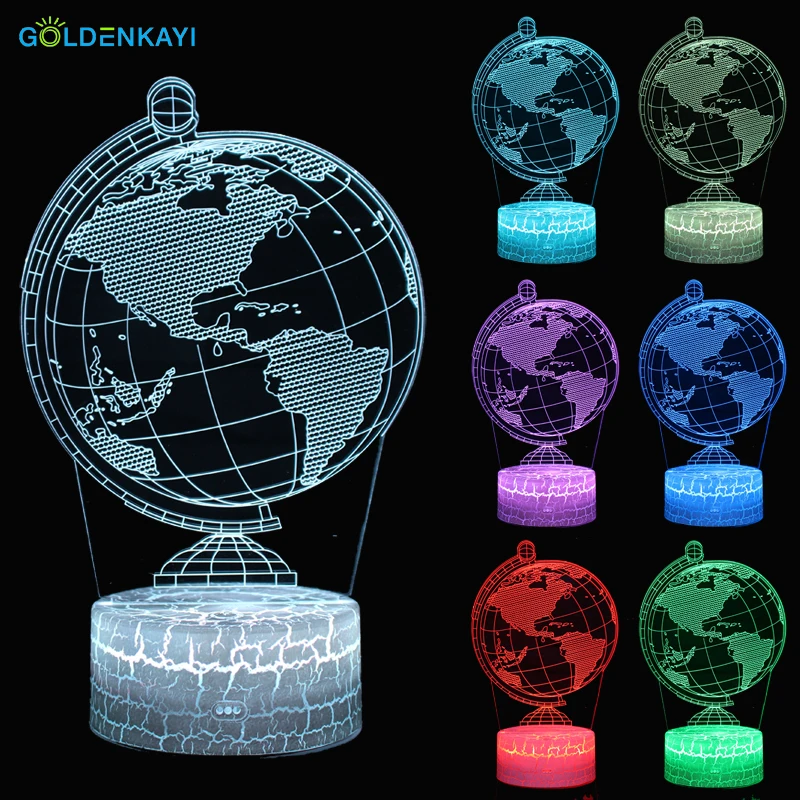 

3D LED Night Lights Globe Atmosphere Table Lamp Touch Switch Seven Colors Acrylic For Children Bedroom Decorative Lamp