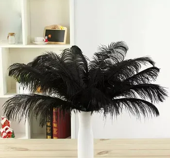 

Hot ! free shipping 10pcs 22-24 inches/55-60cm black ostrich feathers ostrich feather trim for wedding table feather centerpiece