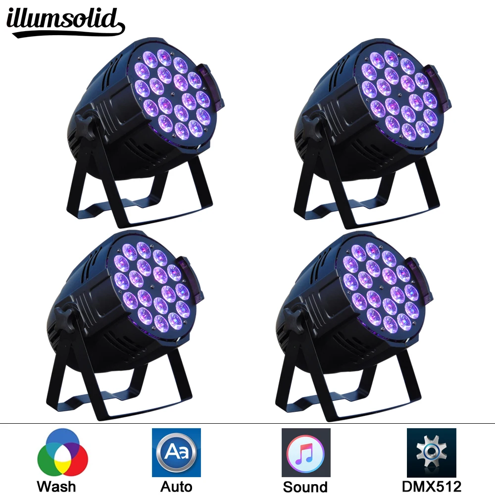 

4pcs/lot LED Par 18x12W RGBW Wash Stage Light For Event Disco Party Nightclub Aluminum alloy Fast Shipping