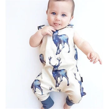

Baby Boy Girl Deer Print Romper Xmas Baby Clothing Christmas Newborn Sleeveless Bebes Rompers 2018 Hot Sale New Year's Jumpsuit