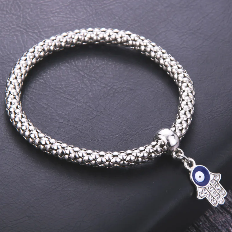 

Blue eye palm bracelet popcorn pulseras mujer moda 2018 evil eye bracelet hrat friendship bracelet charm & girl jewelry