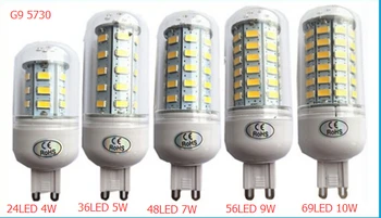 

5X Corn bulb G9 lamp led 5730 24LED 36LED 48LED 56LED 69LED 4W 5W 7W 9W 10W Lampe ampoule Led 220V Ampoule Lampe Spot Bulb