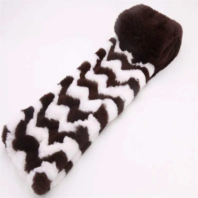  Luxury Women Real Fur Scarf Female knitted genuine Rex Rabbit Fur scarves Winter Female Warm RealFur Shawls (2)