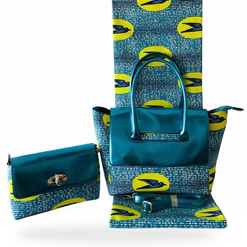 

African bags for women handbag high quality wax bag set match Ankara african wax print fabric for women dresses 6 yard/lot HF011