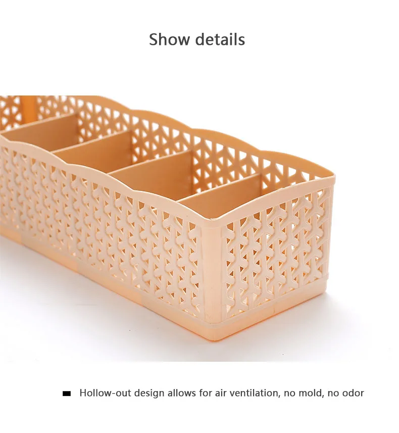 FEIGO полые 5 ячеек разделитель бюстгальтер ящик для хранения белья бежевый Галстуки Носки Шкаф организаторы Desktop ящики для хранения F898