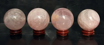 

4pcs 40MM AAA NATURAL PRETTY ROSE QUARTZ CRYSTAL SPHERE BALL HEALING + STAND