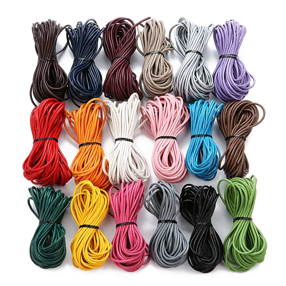 XINYAO 10M Dia 2mm 100 Genuine Round Leather Cord Jewelry Cords DIY