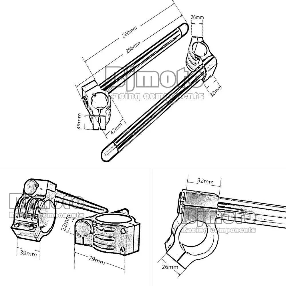 BJMOTO 33 мм 35 мм 37 мм 41 мм 45 мм 46 мм 48 мм гоночный ЧПУ Регулируемый зажим Ons Clipon вилка Руль Кафе Гонщик для Yamaha Honda