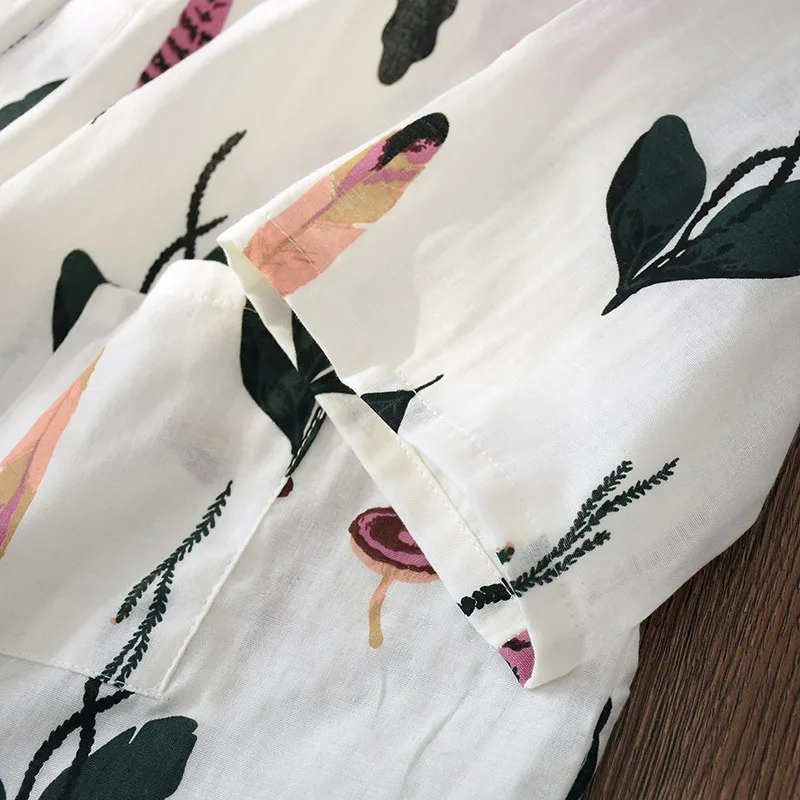 Женское японское кимоно юката, халат пеньюар из газовой ткани, халат из чистого хлопка с длинным рукавом, милые пижамы, весенне-летняя Домашняя одежда, Новинка